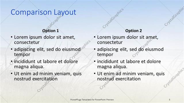 Comparison presentation slide layout