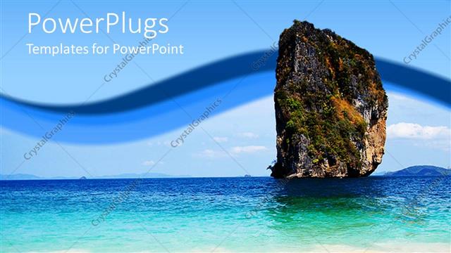  Presentation with blue mountain - Beach setting with a mountain and blue sky