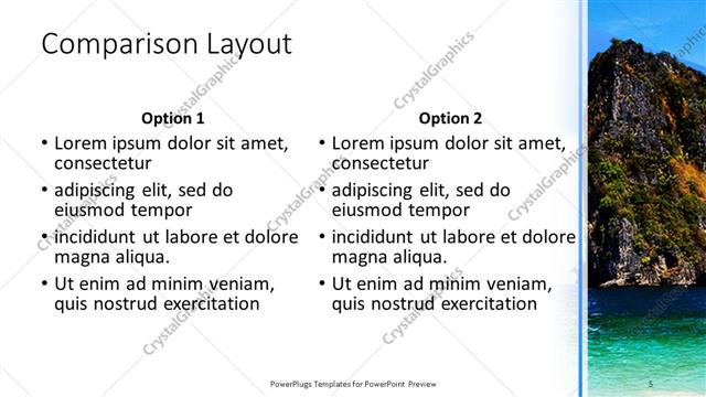 Comparison presentation slide layout