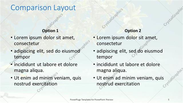 Comparison presentation slide layout