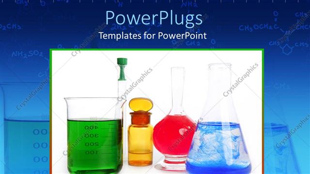  Presentation with flasks - Beakers and flasks holding colored liquids
