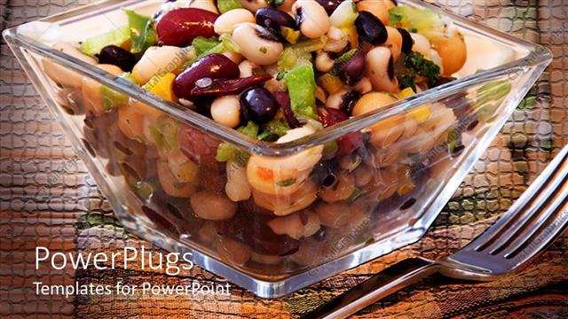  Presentation with salad - Bean salad in clear square bowl