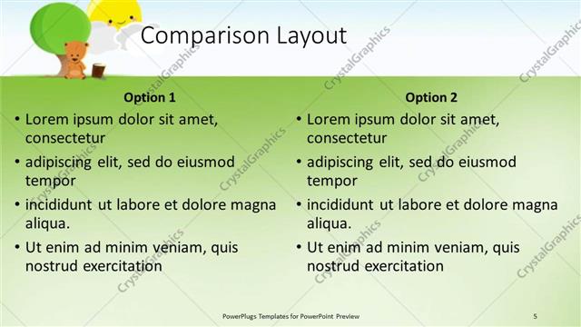 Comparison presentation slide layout