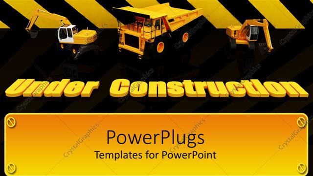  Presentation with under construction - Beatiful under constrction sign with heavy machinery