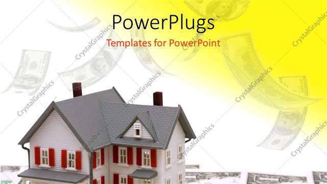  Presentation with white house - Beautiful 3D rendering of house on dollar bills over white and yellow surface?