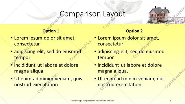 Comparison presentation slide layout