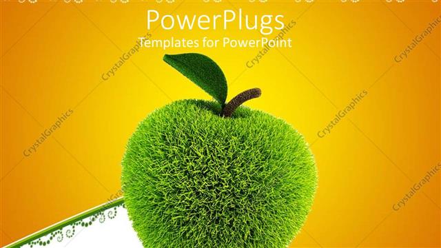  Presentation with green apple - A beautiful apple filled with fur in a 3D form