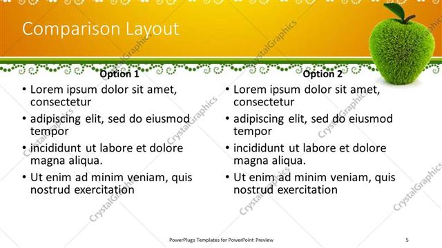 Comparison presentation slide layout
