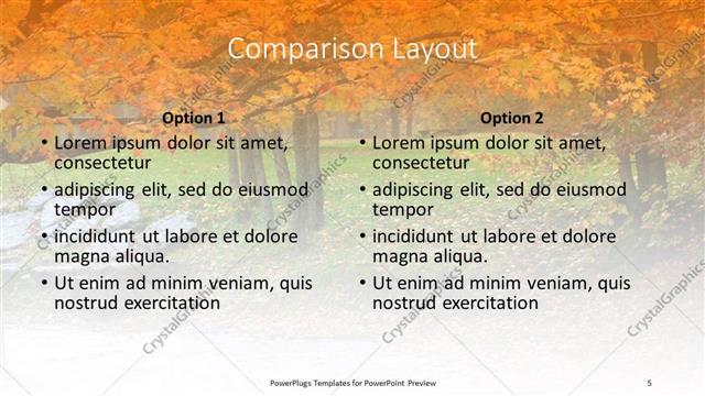 Comparison presentation slide layout