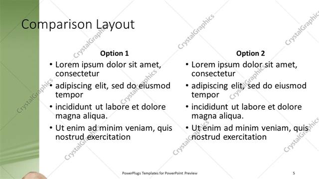 Comparison presentation slide layout