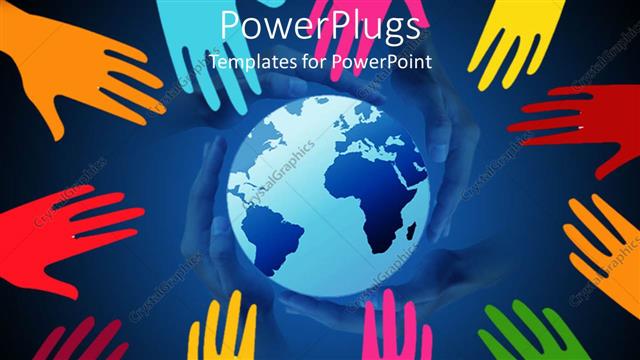  Presentation with hands saving - A beautiful background of various colored hands saving the Earth