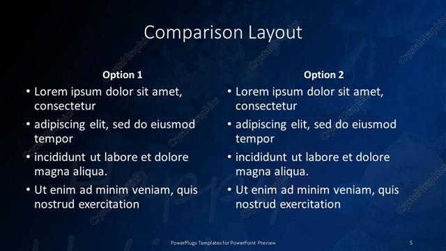 Comparison presentation slide layout