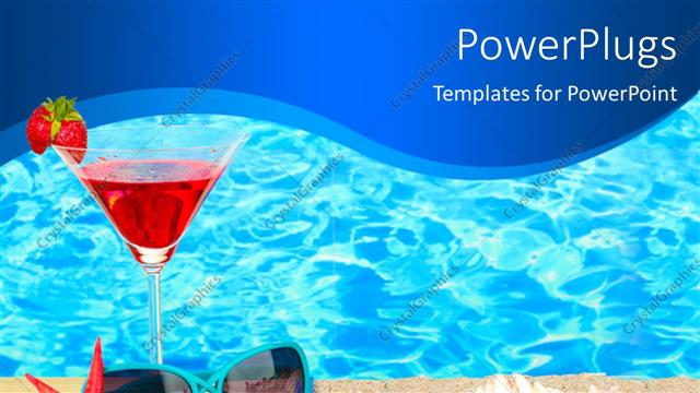  Presentation with cocktail - Beautiful beach with?cocktail, sunglasses and beach equipments