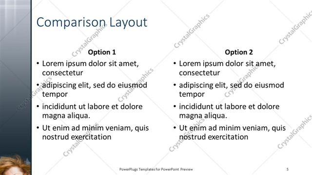 Comparison presentation slide layout