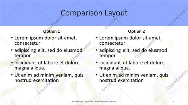 Comparison presentation slide layout