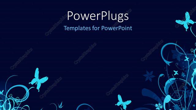  Presentation with vector - Beautiful blue vector floral drawings with butterflies and black color