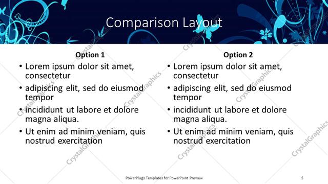 Comparison presentation slide layout