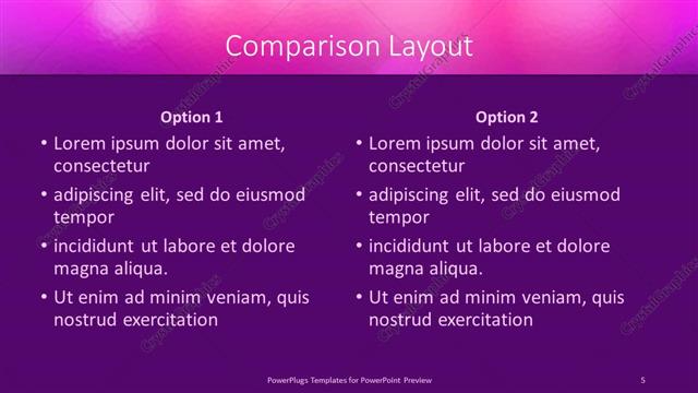 Comparison presentation slide layout