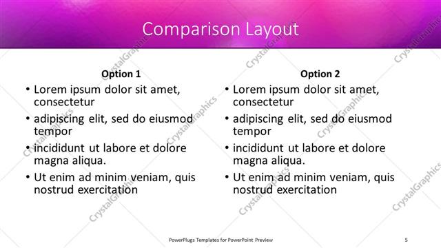 Comparison presentation slide layout