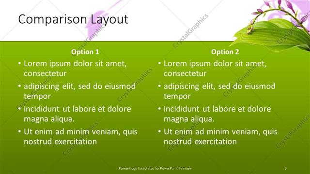 Comparison presentation slide layout