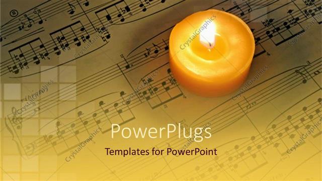  Presentation with music notes - A beautiful burning candle with music notes in the background