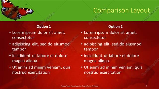 Comparison presentation slide layout