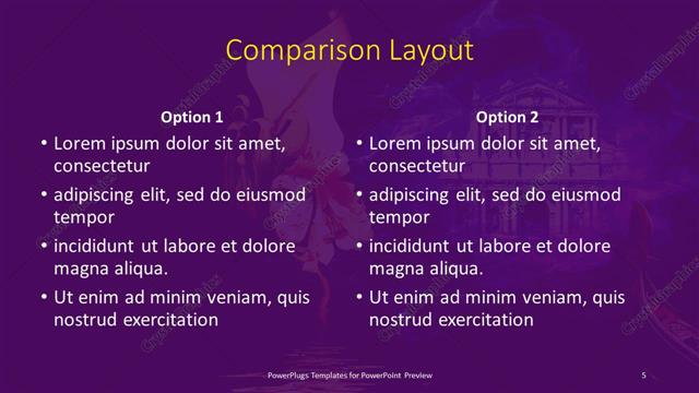 Comparison presentation slide layout