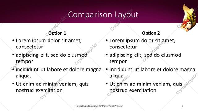 Comparison presentation slide layout