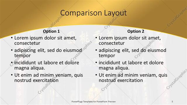 Comparison presentation slide layout