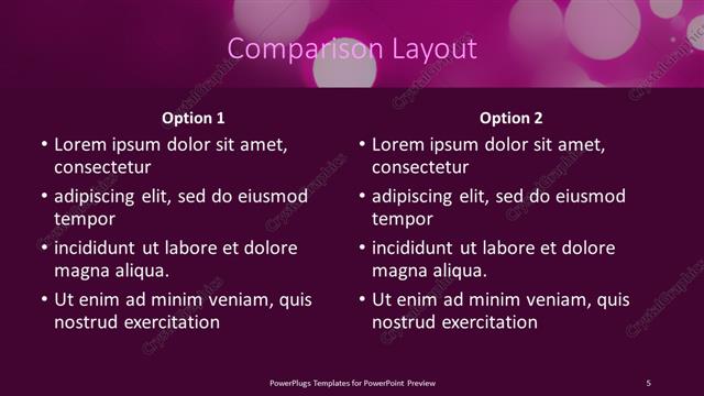 Comparison presentation slide layout