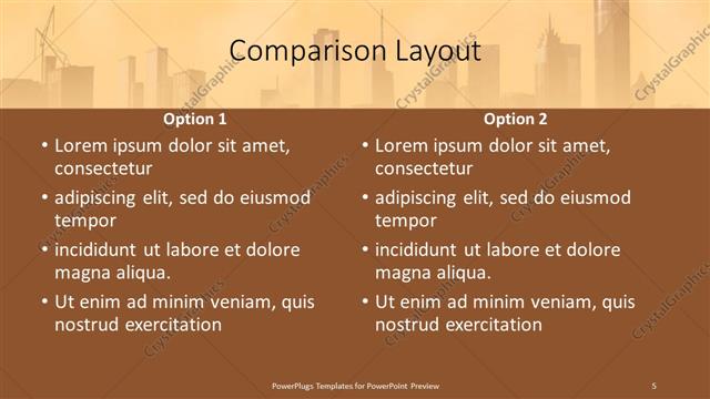 Comparison presentation slide layout