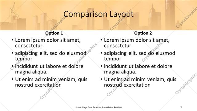 Comparison presentation slide layout