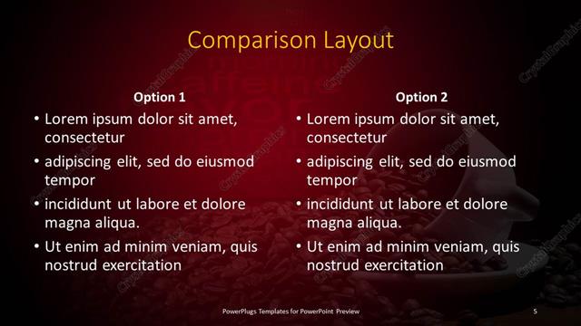 Comparison presentation slide layout