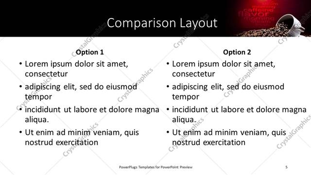 Comparison presentation slide layout