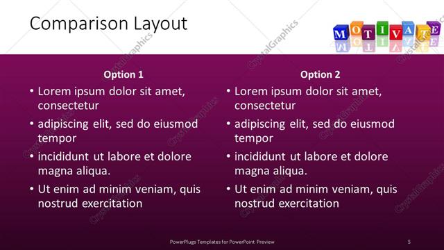 Comparison presentation slide layout