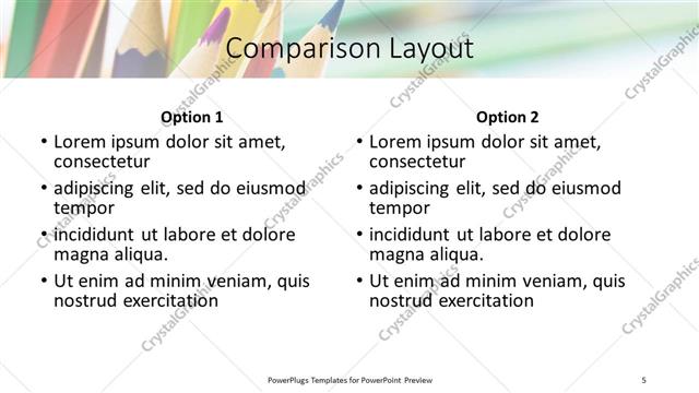 Comparison presentation slide layout