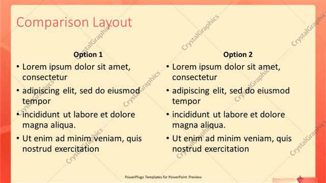 Comparison presentation slide layout