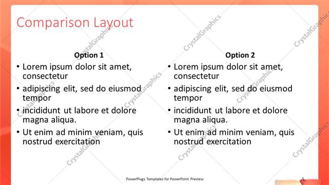 Comparison presentation slide layout
