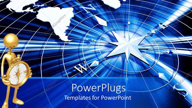  Presentation with compass - A beautiful compass with a digital globe background