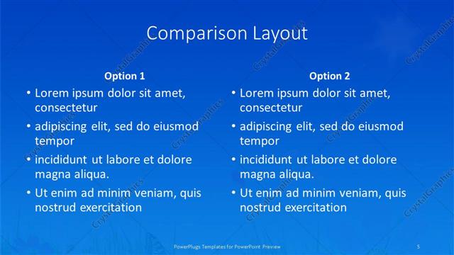 Comparison presentation slide layout