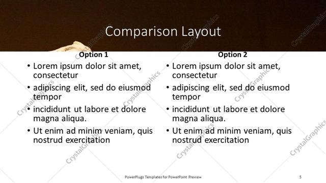 Comparison presentation slide layout