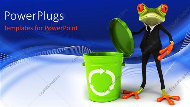  Presentation with frog - A beautiful depiction of an animated frog with a dustbin