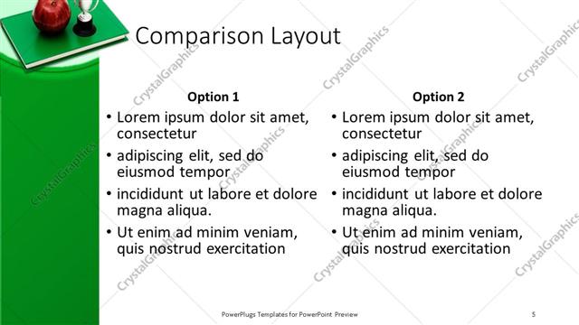 Comparison presentation slide layout