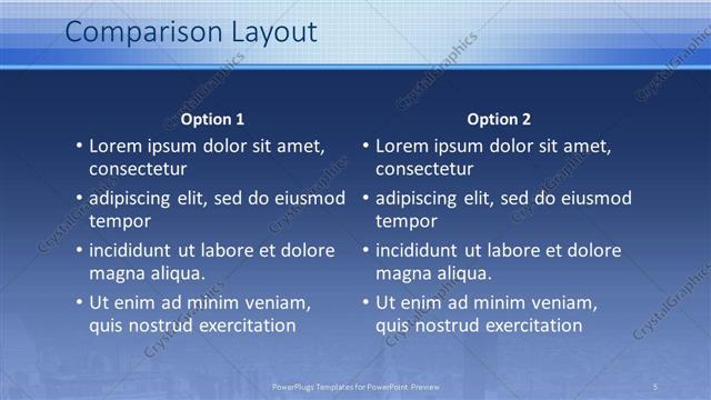 Comparison presentation slide layout