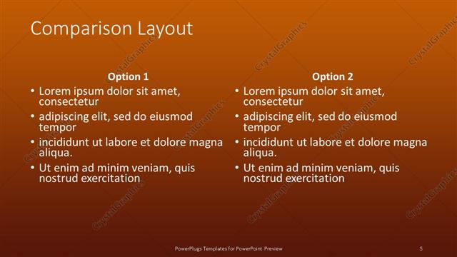 Comparison presentation slide layout