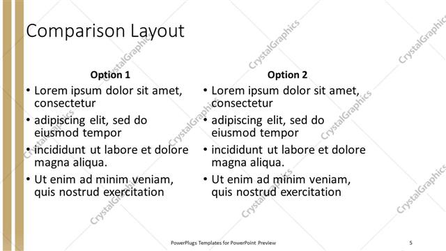 Comparison presentation slide layout