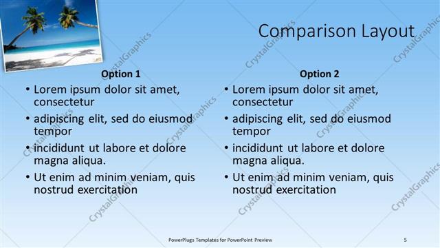 Comparison presentation slide layout