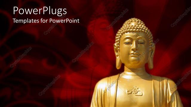  Presentation with buddha - A beautiful depiction of Buddha along with a red background