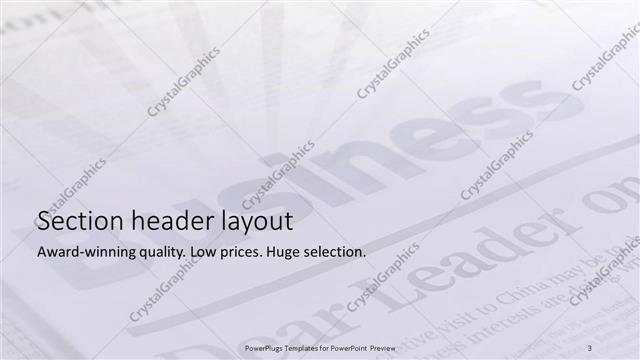 Section Header presentation slide layout