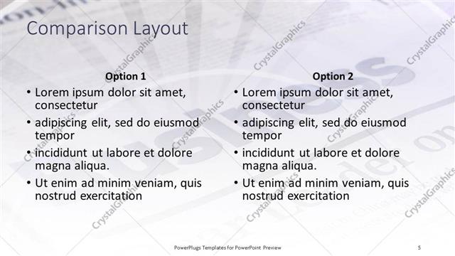 Comparison presentation slide layout